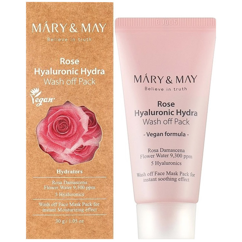 Зволожувальна глиняна маска Mary&May Rose Hyaluronic Hydra Wash off Pack 30 г (BT20223) - фото 2