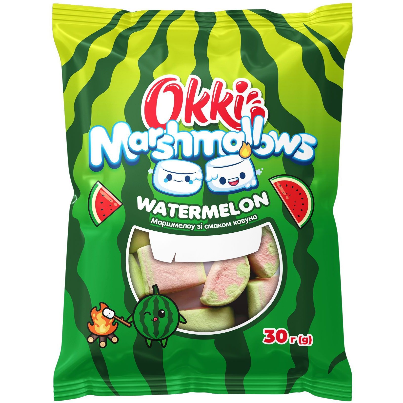 Маршмеллоу Okki Marshmallows Watermelon со вкусом арбуза 30 г - фото 1