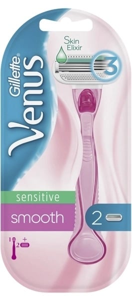 Станок для бритья женский Venus Smooth Sensitive, с 2 сменными кассетами - фото 1