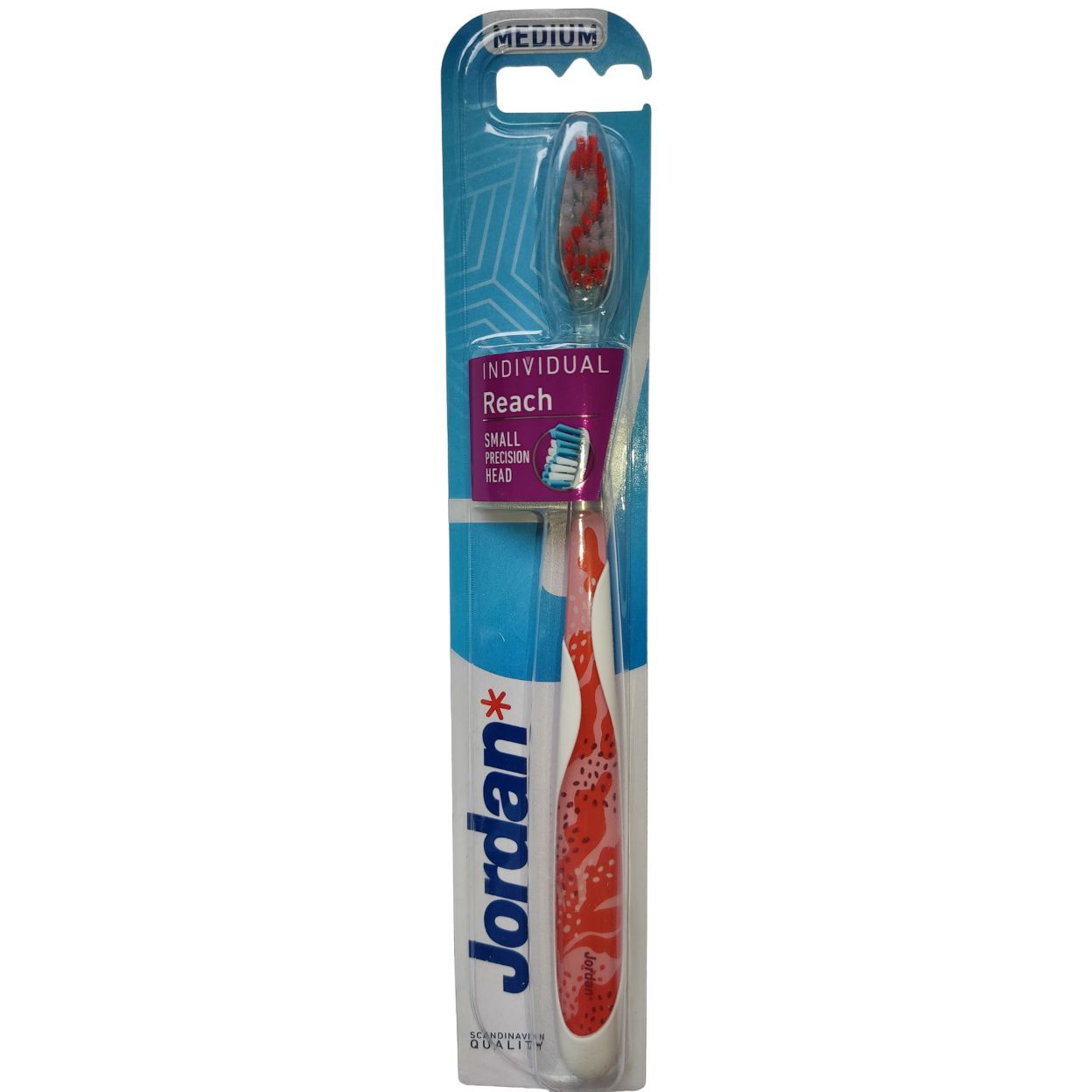 Дизайнерська зубна щітка Jordan Individual Reach середньої жорсткості біла з червоним візерунком - фото 1