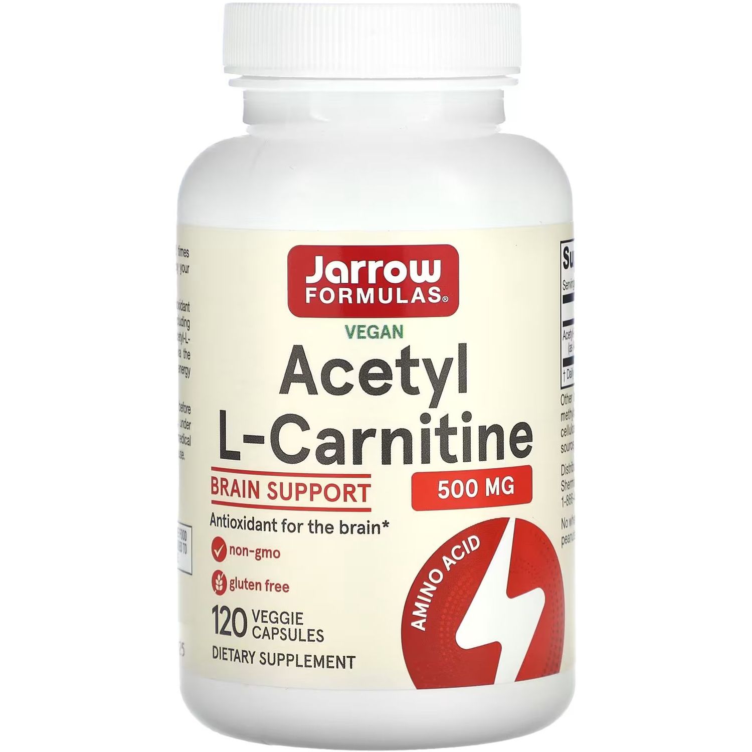 Ацетил L-карнитин Jarrow Formulas Acetyl L-Carnitine 500 мг 120 капсул - фото 1