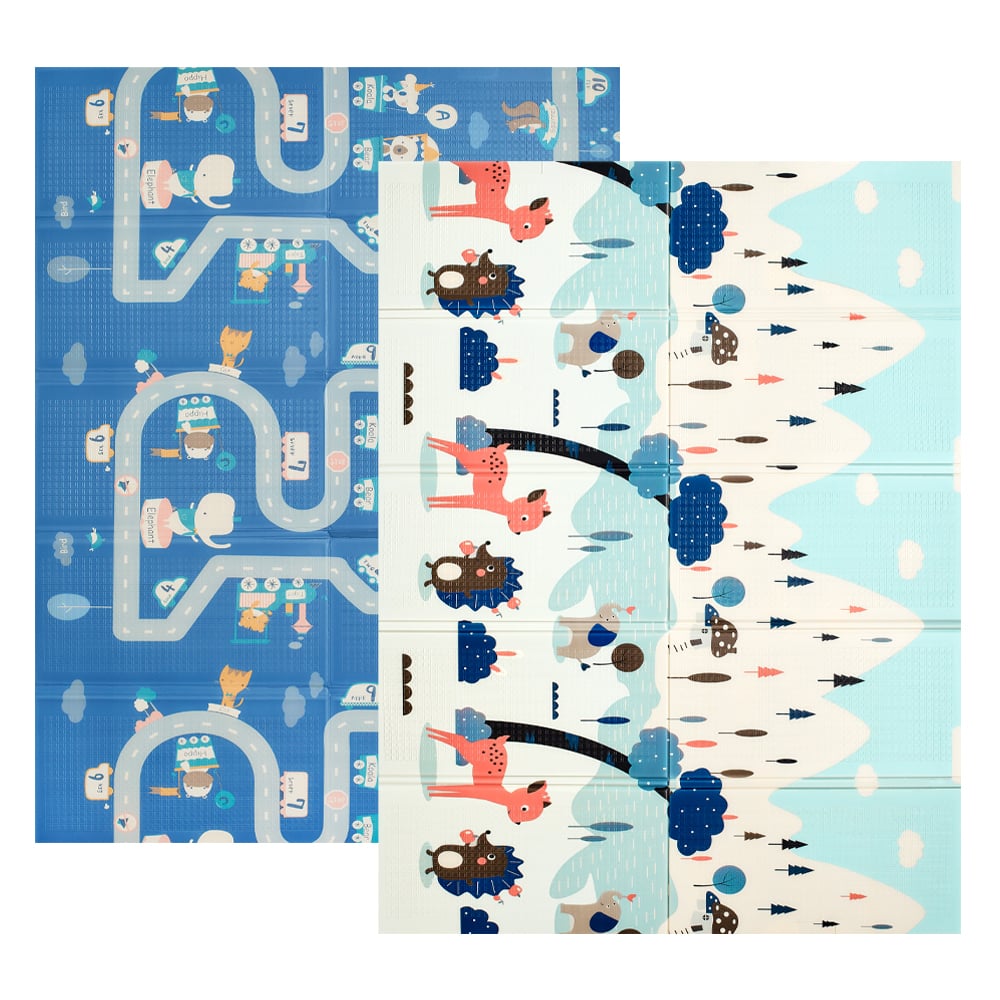 Дитячий двосторонній складний килимок Poppet Чарівний ліс та Мандрівка містом, 150х200х0,8 см (PP018-150H) - фото 1