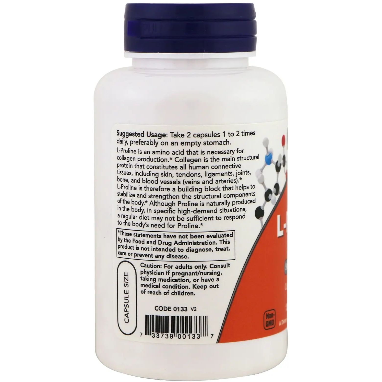 Амінокислота Now L-Пролін 500 мг 120 капсул - фото 3