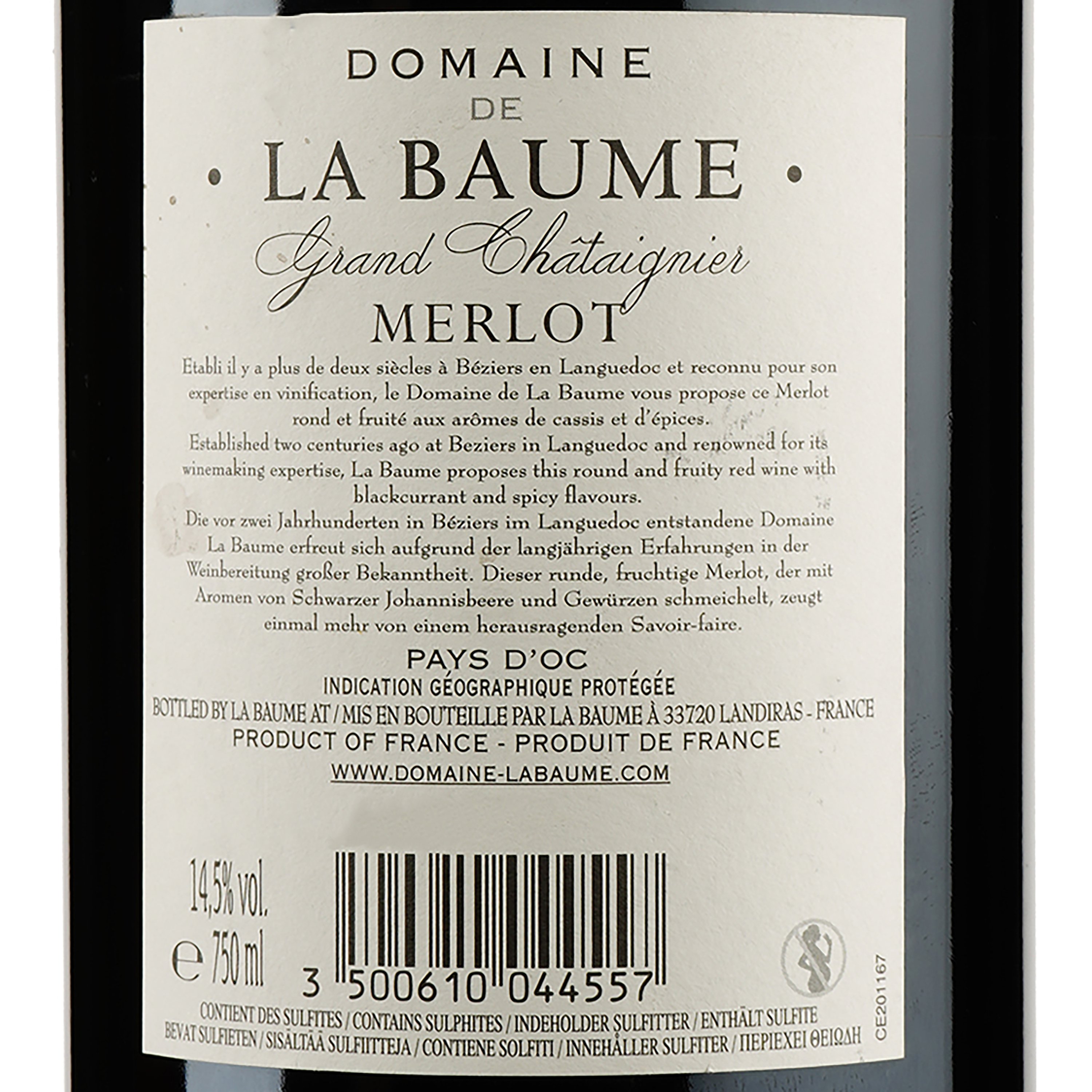 Вино Domaine La Baume Merlot красное сухое, 0,75 л, 14% (674252) - фото 3