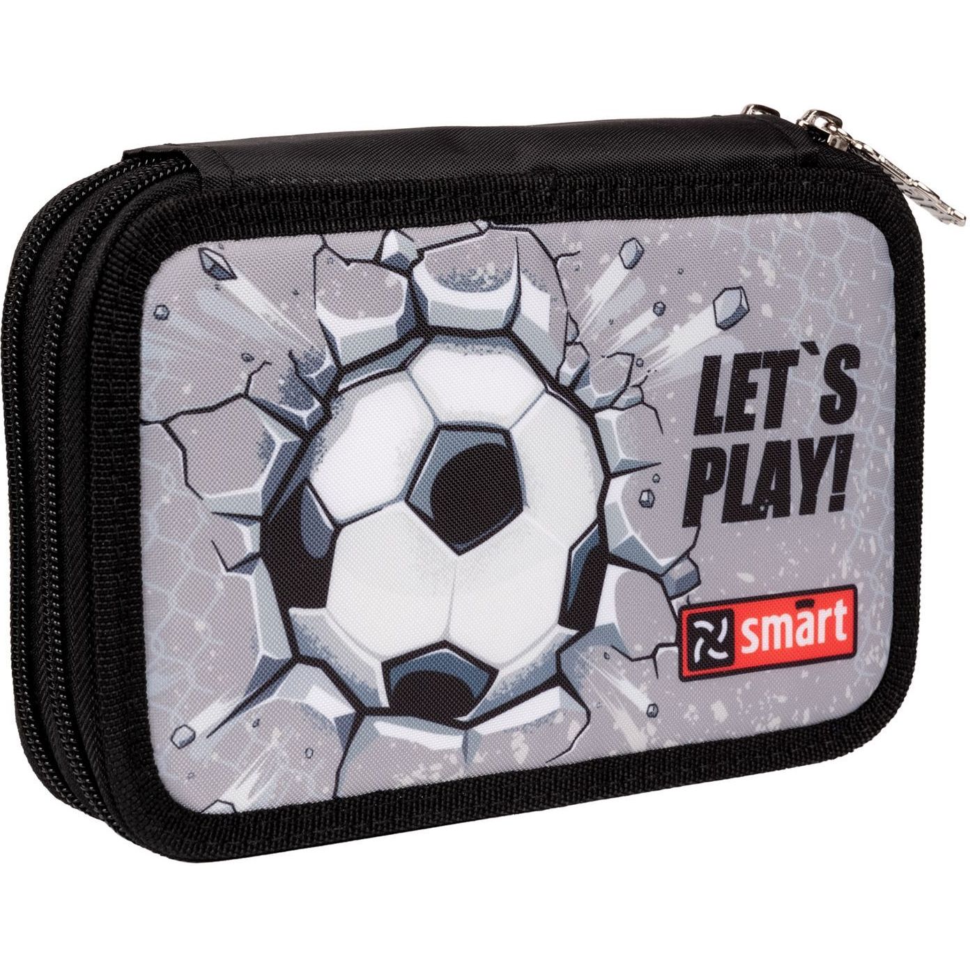 Пенал жесткий Smart HP-01 Football, 13х21х4 см, серый (533284) - фото 1