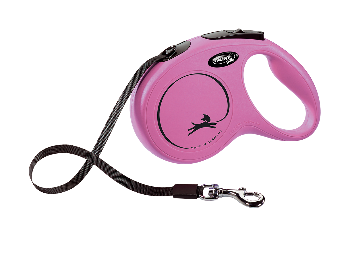 Поводок-рулетка Flexi Classic M, для собак до 25 кг, лента 5 м, розовый (CL20T5.251.P.20) - фото 1