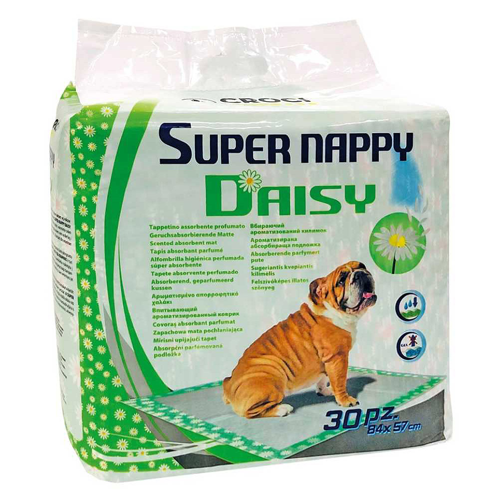 Пеленки для собак Croci Super Nappy Daisy одноразовые с ароматом ромашки 57х84 см 30 шт. - фото 1