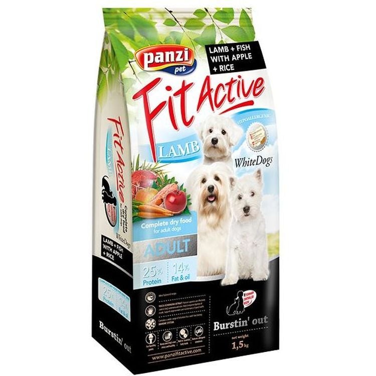 Сухий корм для білошерстих собак FitActive Dog Adult, ягня і риба, 1,5 кг - фото 1