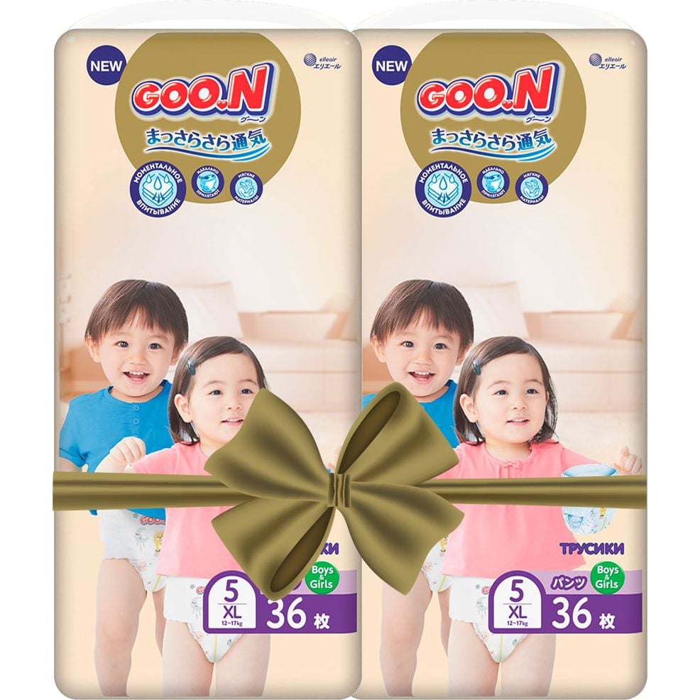 Подгузники-трусики Goo.N Premium Soft 5 (12-17 кг), 72 шт. (2 уп. х 36 шт.) - фото 1