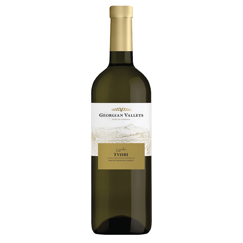 Вино Georgian Valleys Tvishi White Medium Sweet, біле, напівсолодке, 10,5%, 0,75 л - фото 1