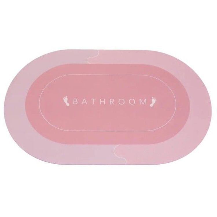 Коврик суперпоглащающий в ванную Stenson 80x50 см овальный светло-розовый (26284) - фото 1
