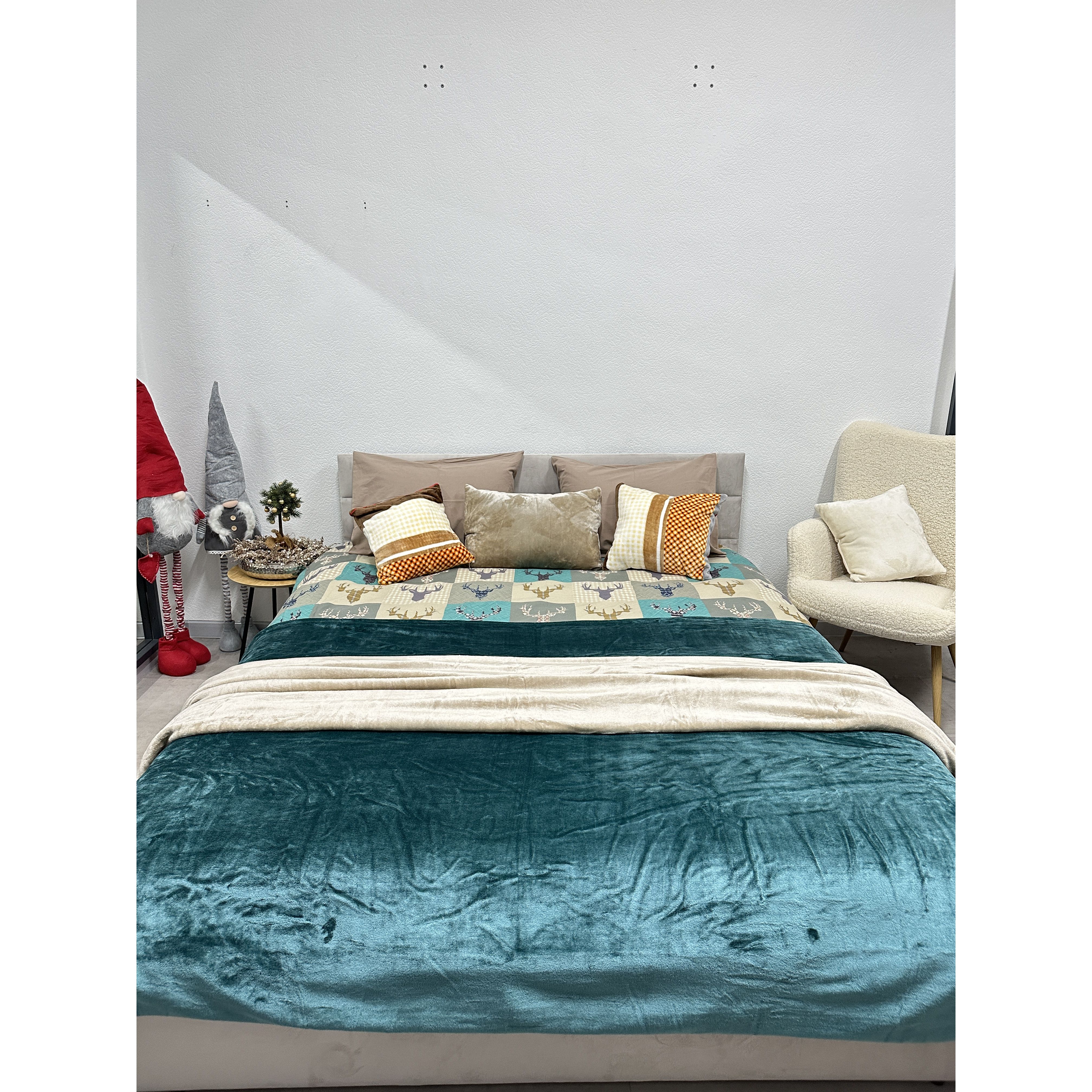 Комплект постельного белья Ecotton двуспальный 29345-3 Олени на зеленом (24414) - фото 1
