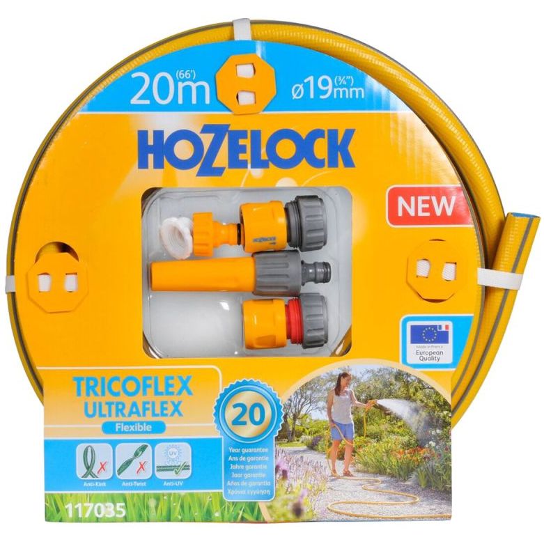 Шланг для поливу Hozelock Ultraflex, з чотирма конекторами, 20 м, d=19 мм (117035) - фото 1