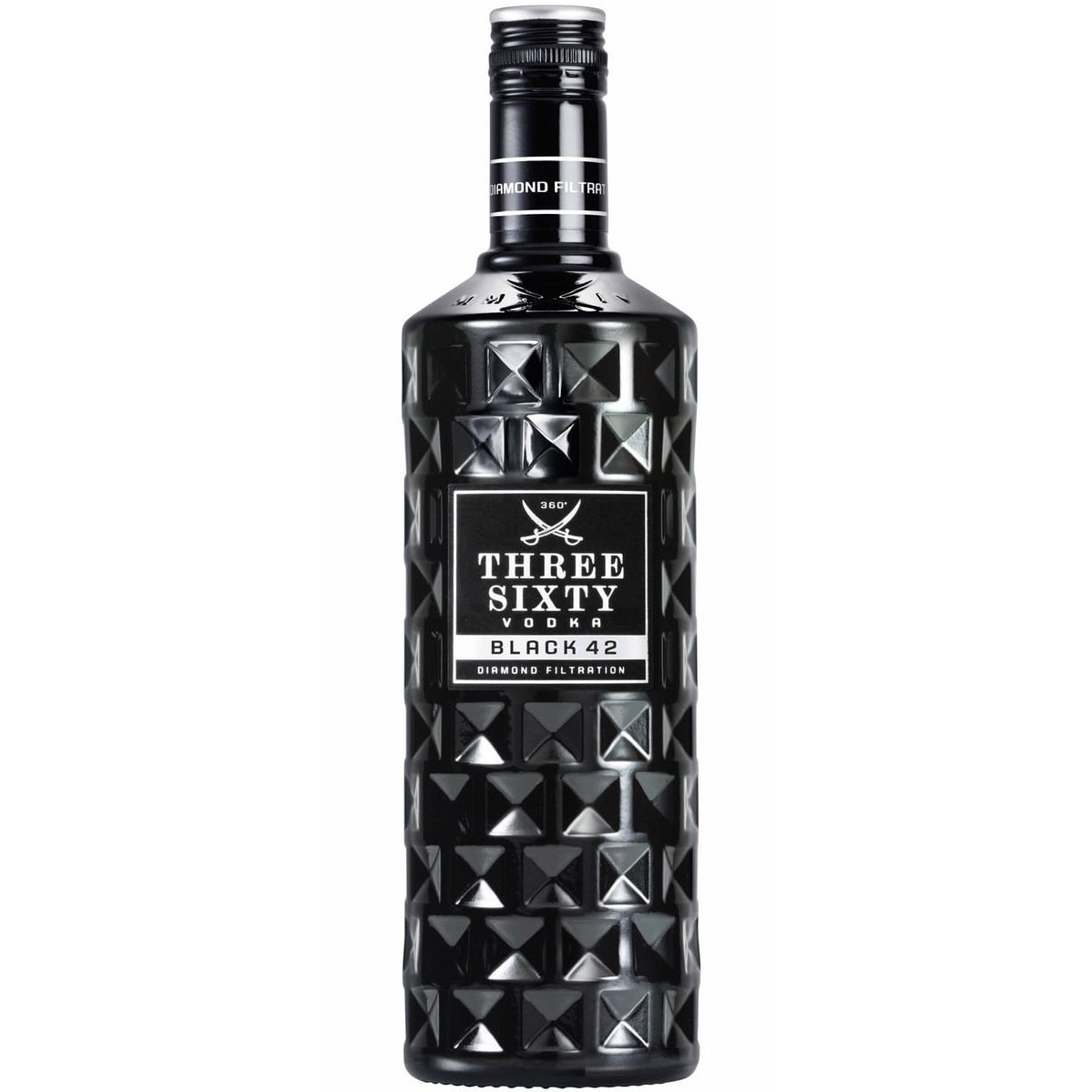 Горілка Three Sixty Vodka Black, 42%, 0,7 л - фото 1