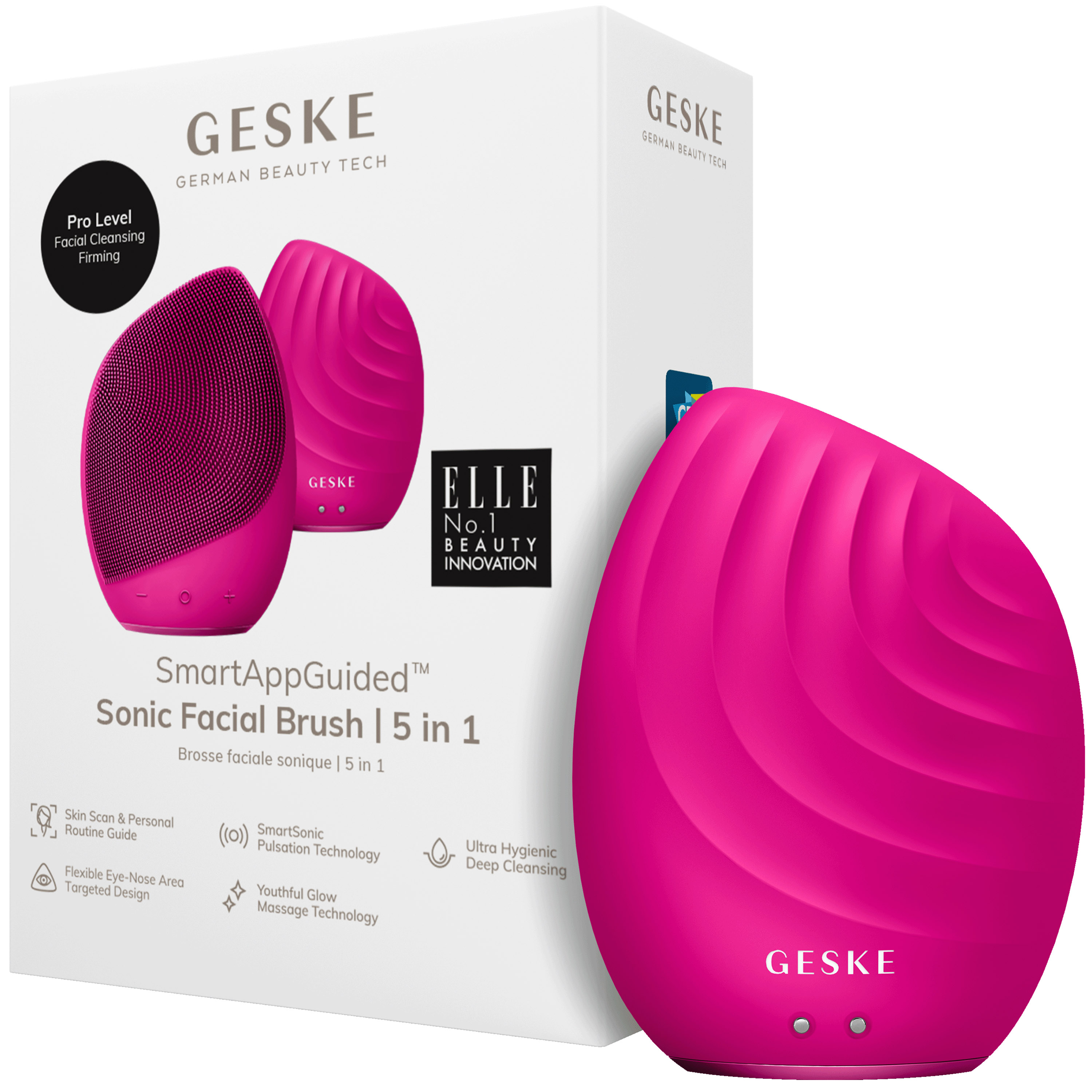 Електронна звукова щітка для обличчя GESKE Sonic Facial Brush 5 в 1 бузкова - фото 1