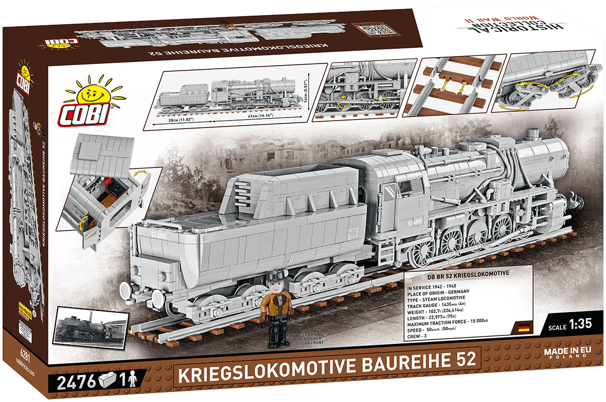 Конструктор Cobi Локомотив Kriegslokomotive Class 52 масштаб 1:35, 2476 деталей (COBI-6281) - фото 2