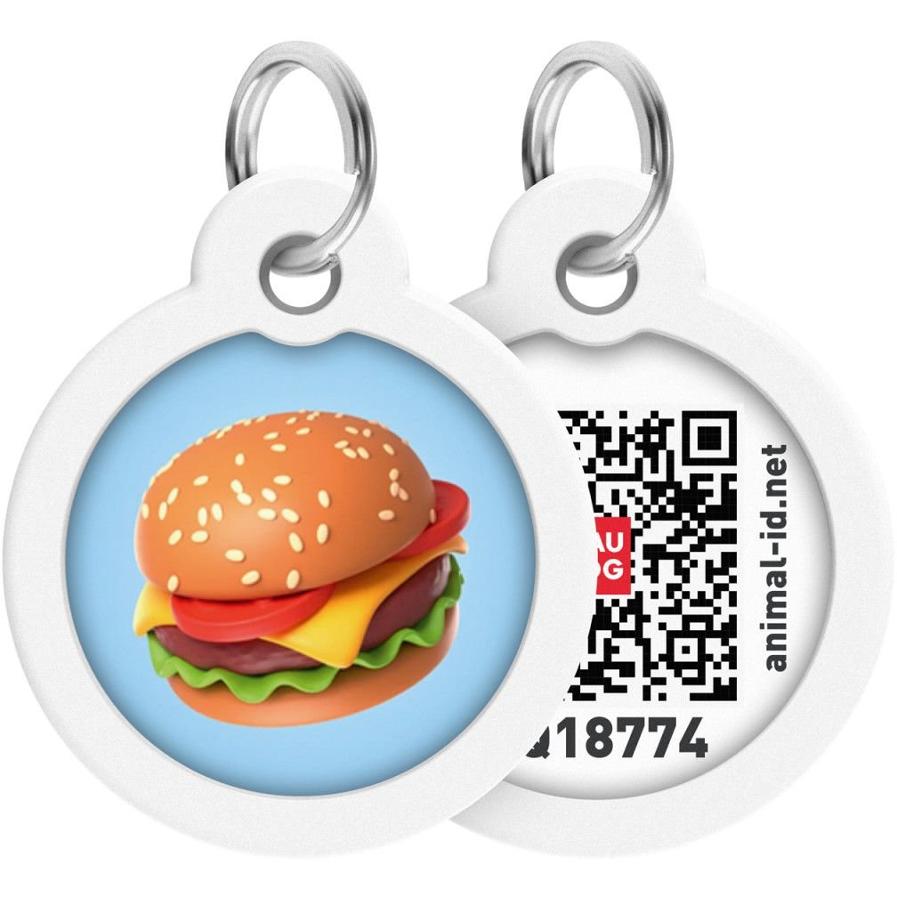 Адресник для собак і котів Waudog Smart ID з QR паспортом Гамбургер 25 мм - фото 1