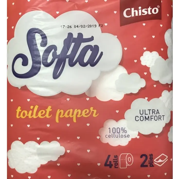 Туалетная бумага Chisto Softa, двухслойная, 4 рулона - фото 1