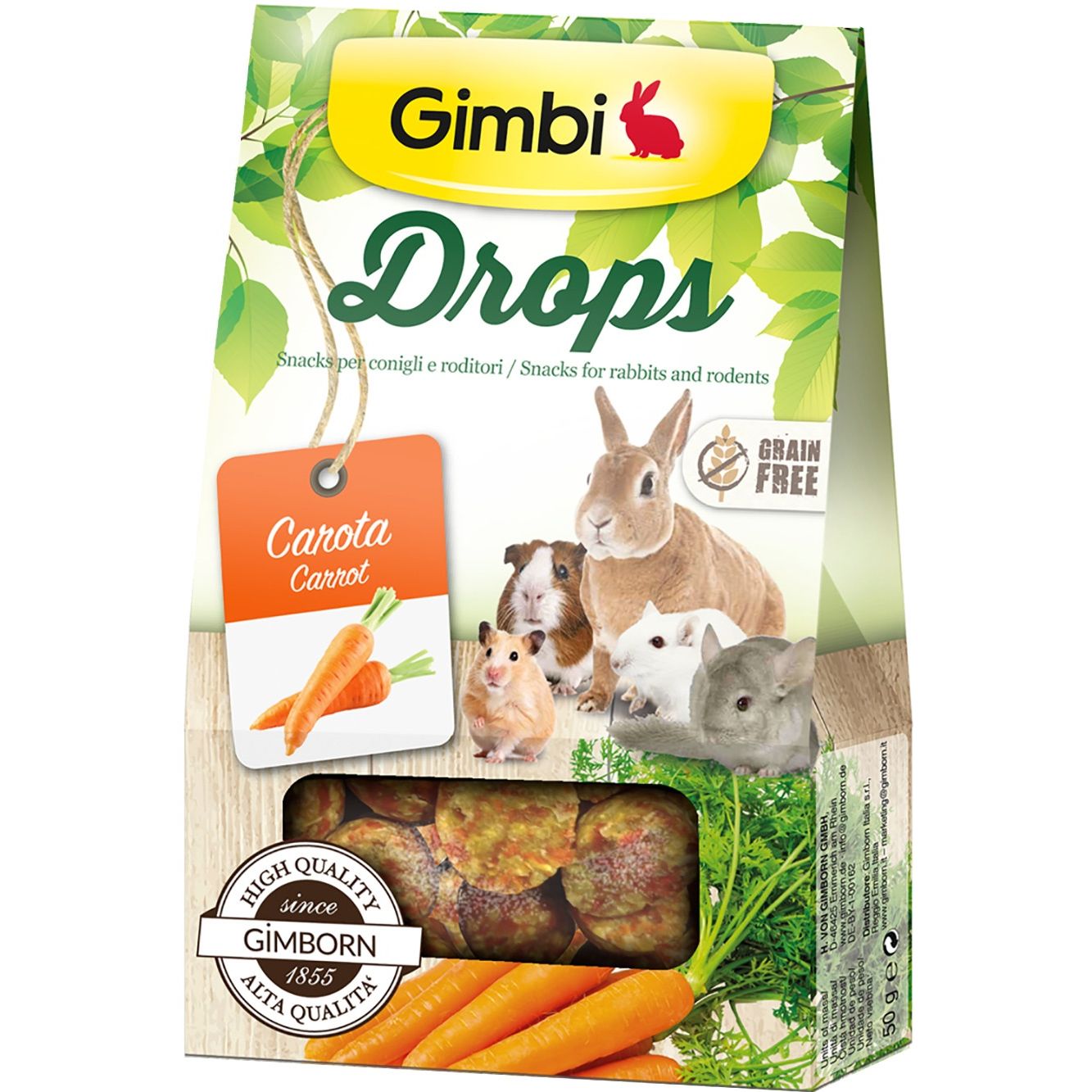 Лакомство Gimbi Drops для грызунов, дропсы с морковью, 50 г - фото 1
