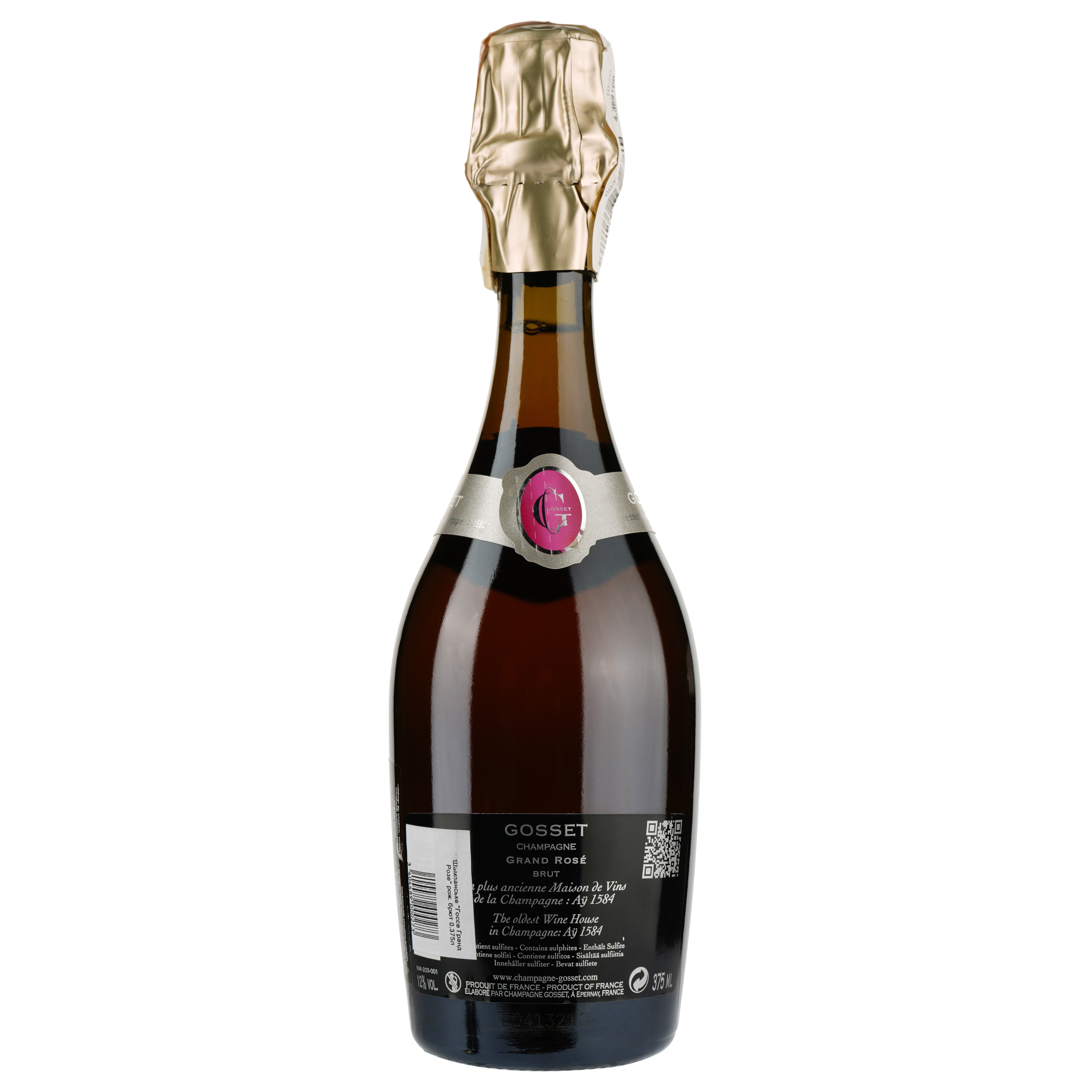 Шампанське Gosset Grand Rose, рожеве, брют, AOP, 12%, 0,375 л - фото 2