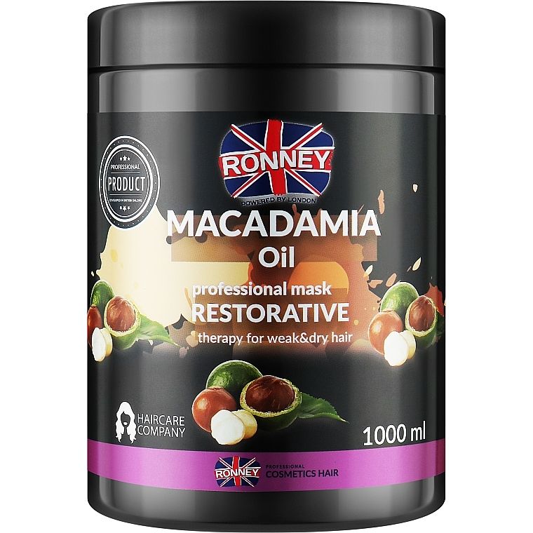 Маска для сухих и поврежденных волос Ronney Professional Macadamia Oil Restorative 1 л - фото 1