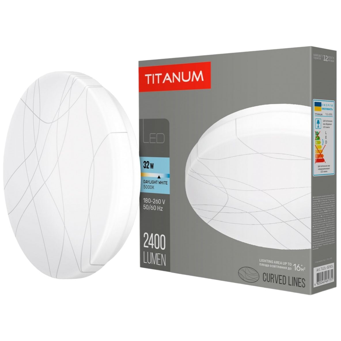 Світильник настінно-стельовий Titanum LED 32W 5000K Криві лінії (TLCL-325CL) - фото 1