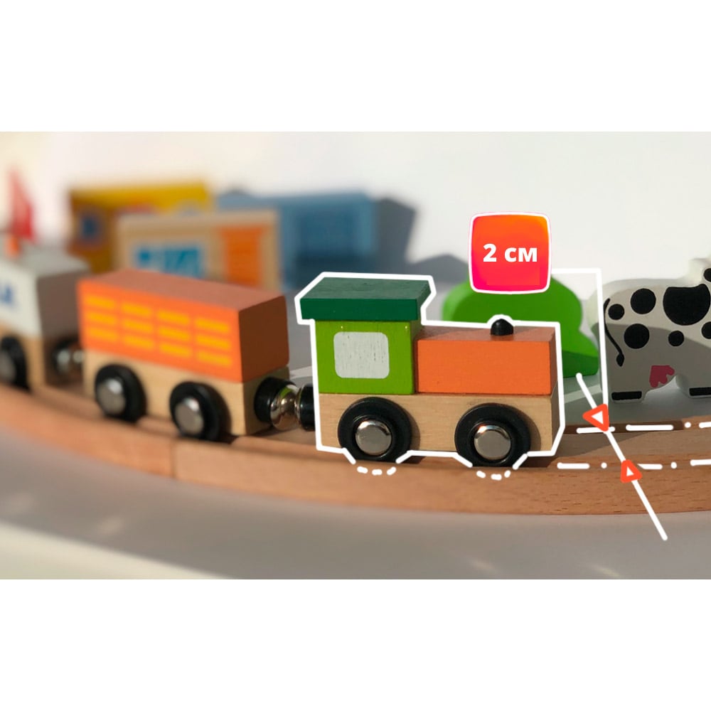 Деревянная железная дорога Viga Toys Train Set, 90 деталей (50998) - фото 3