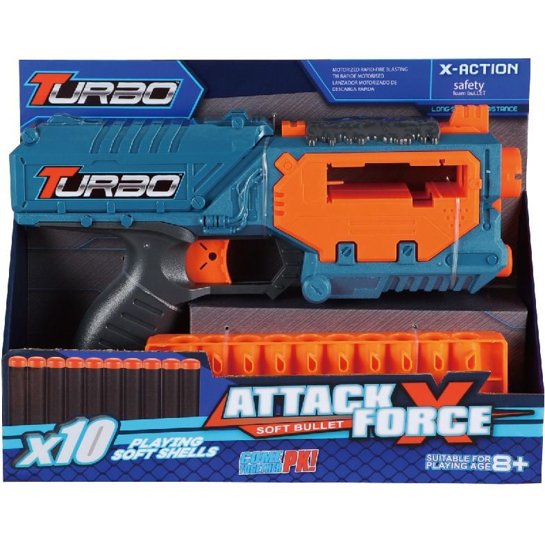 Игрушечный пистолет Turbo Attack Force с боковым магазином и мягкими патронами 10 шт. (ВТ318) - фото 2