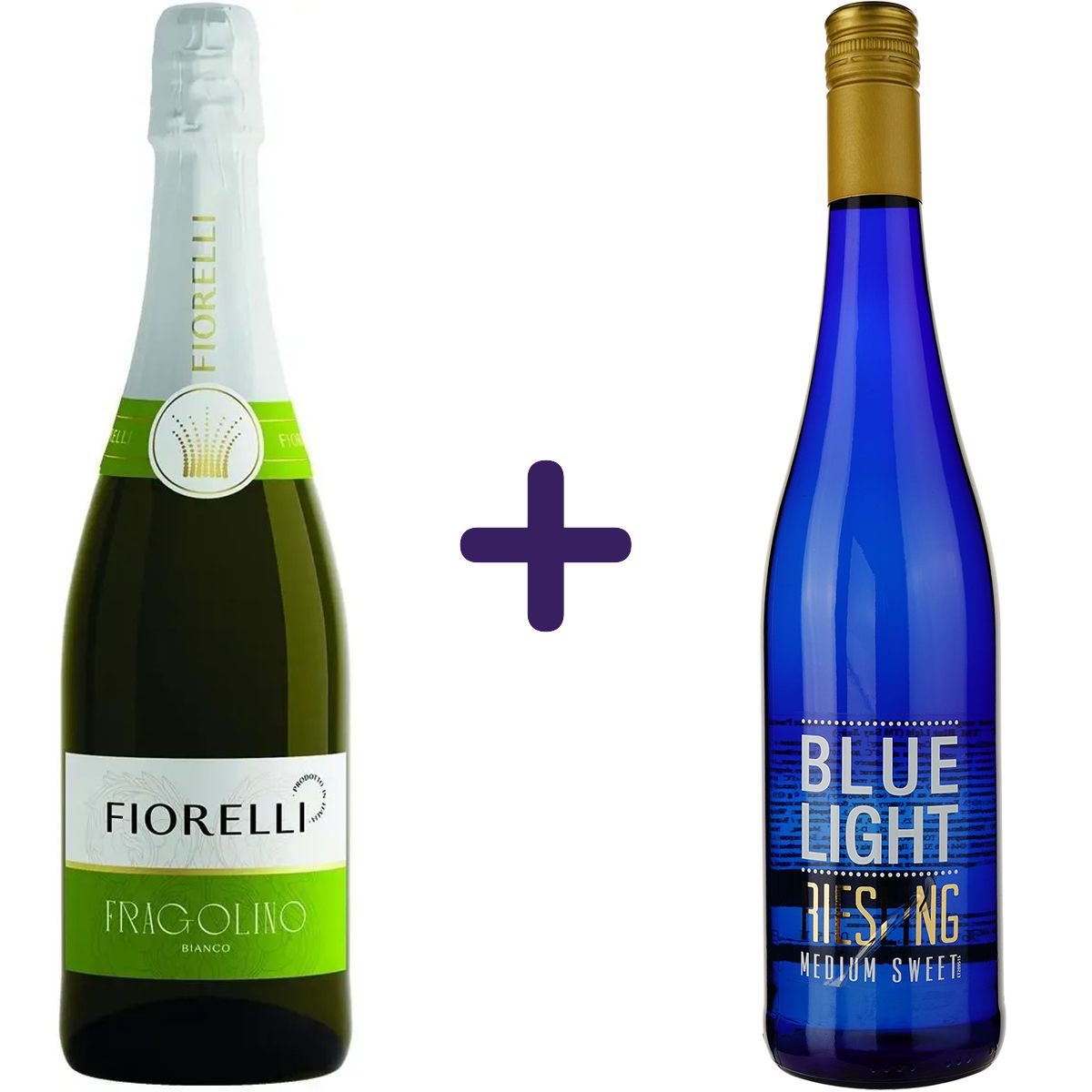 Набір: напій винний Fiorelli Fragolino Bianco біле солодке 0.75 л + вино Hechtsheim Riesling Blue Light Medium Sweet 0.75 л - фото 1
