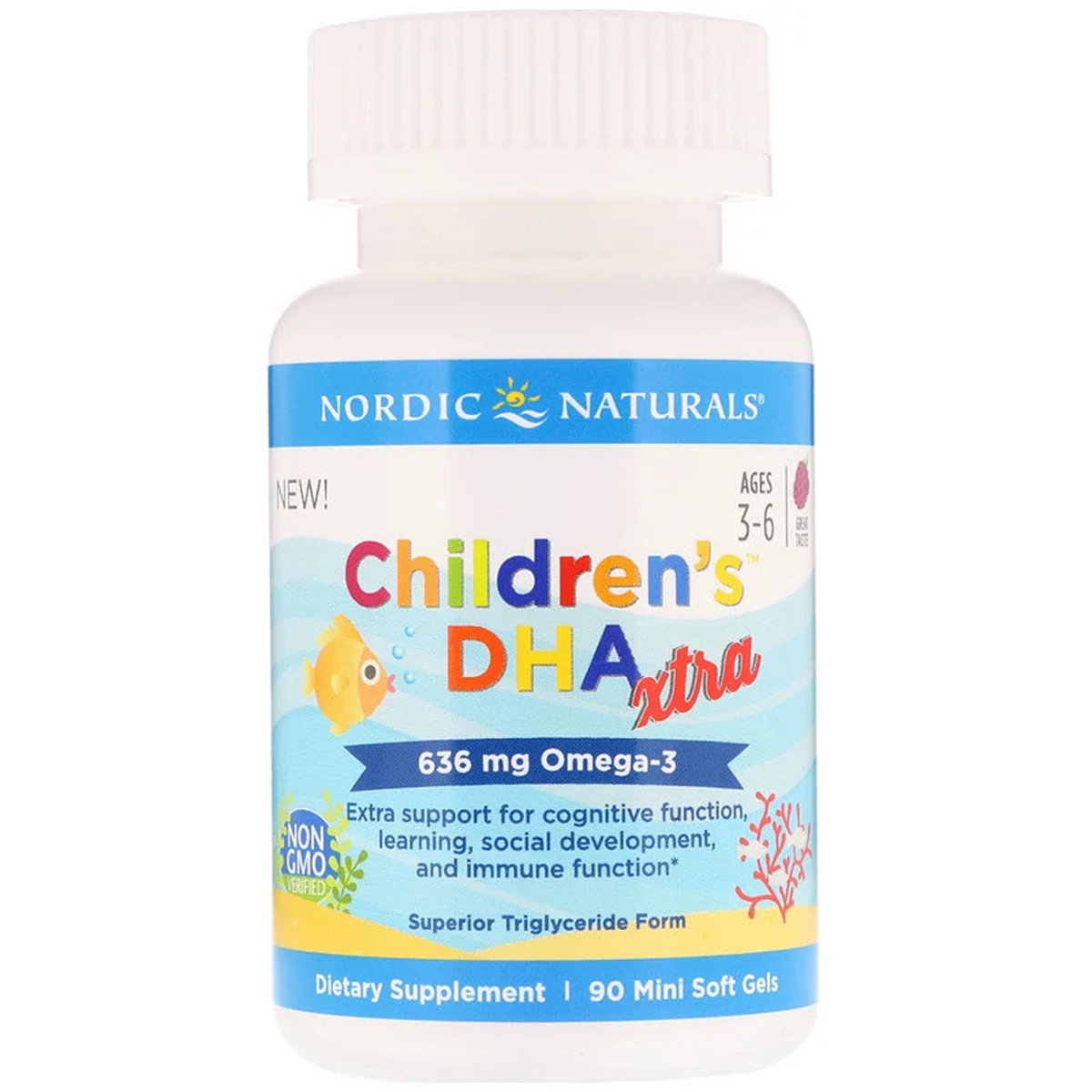 Рыбий жир для детей Nordic Naturals Children's DHA Xtra Ягодный 636 мг 90 мини капсул - фото 1