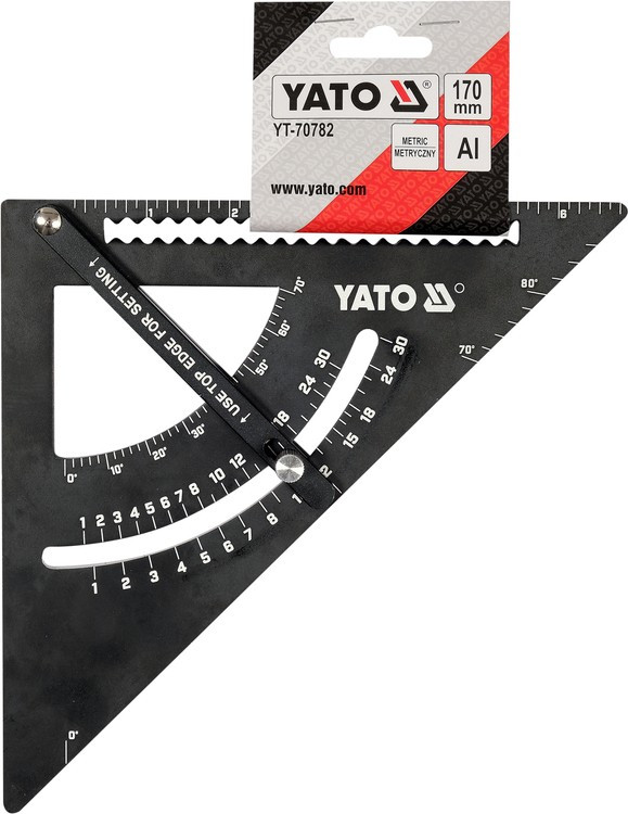 Угольник алюминиевый 90°-45°-45° Yato l= 170 мм с транспортиром и стрелкой [6/24] (YT-70782) - фото 2