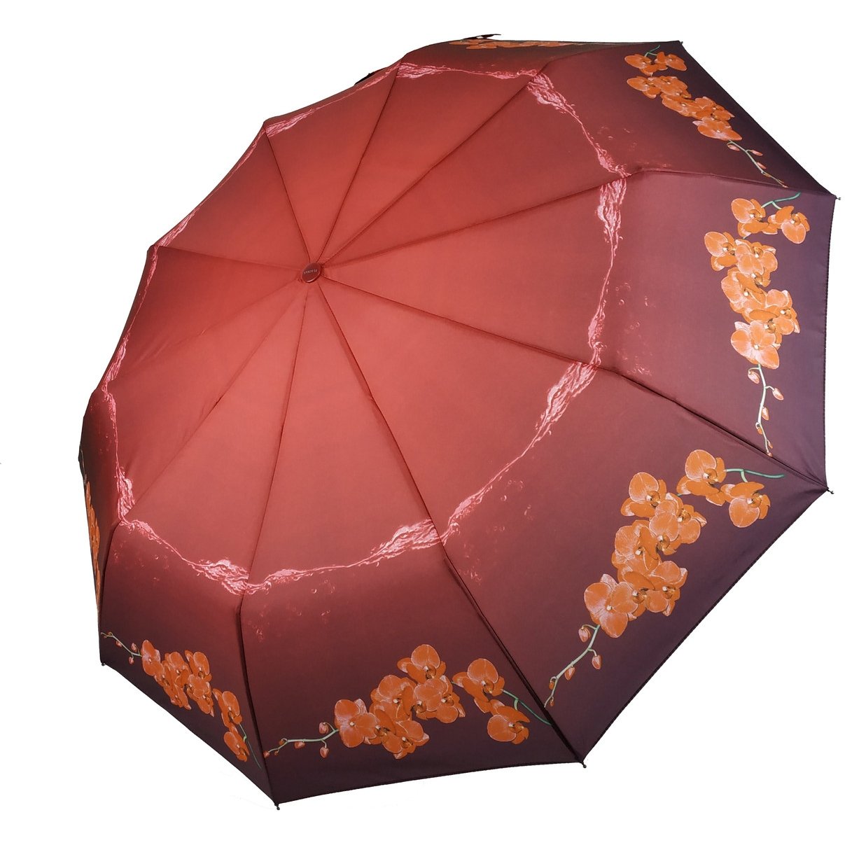 Женский складной зонтик полный автомат The Best 98 см бордовый - фото 1