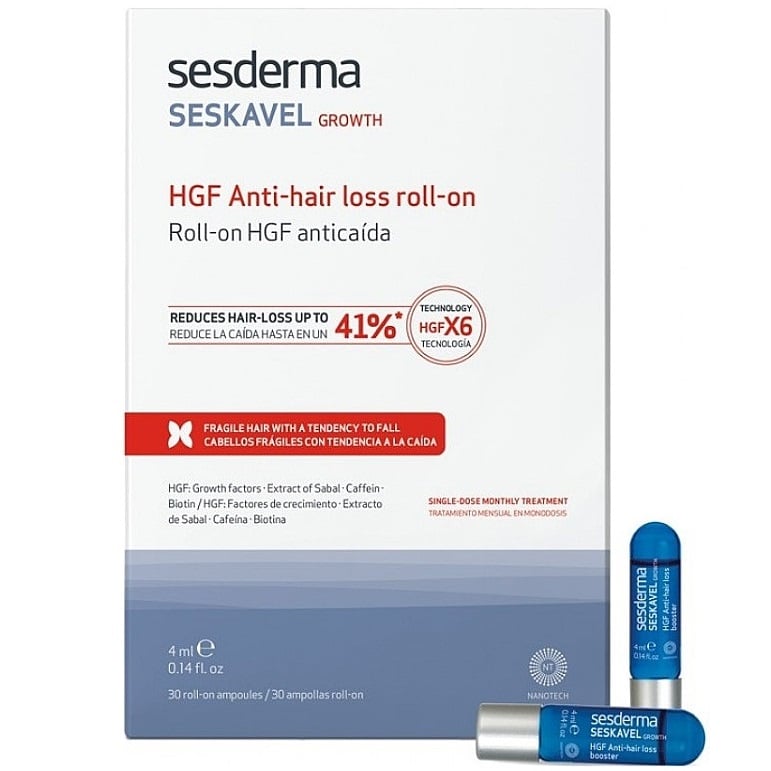 Ампулы Sesderma Laboratories Seskavel Hgf Anti-Hair Loss Roll On против выпадения волос, 30 шт. - фото 1