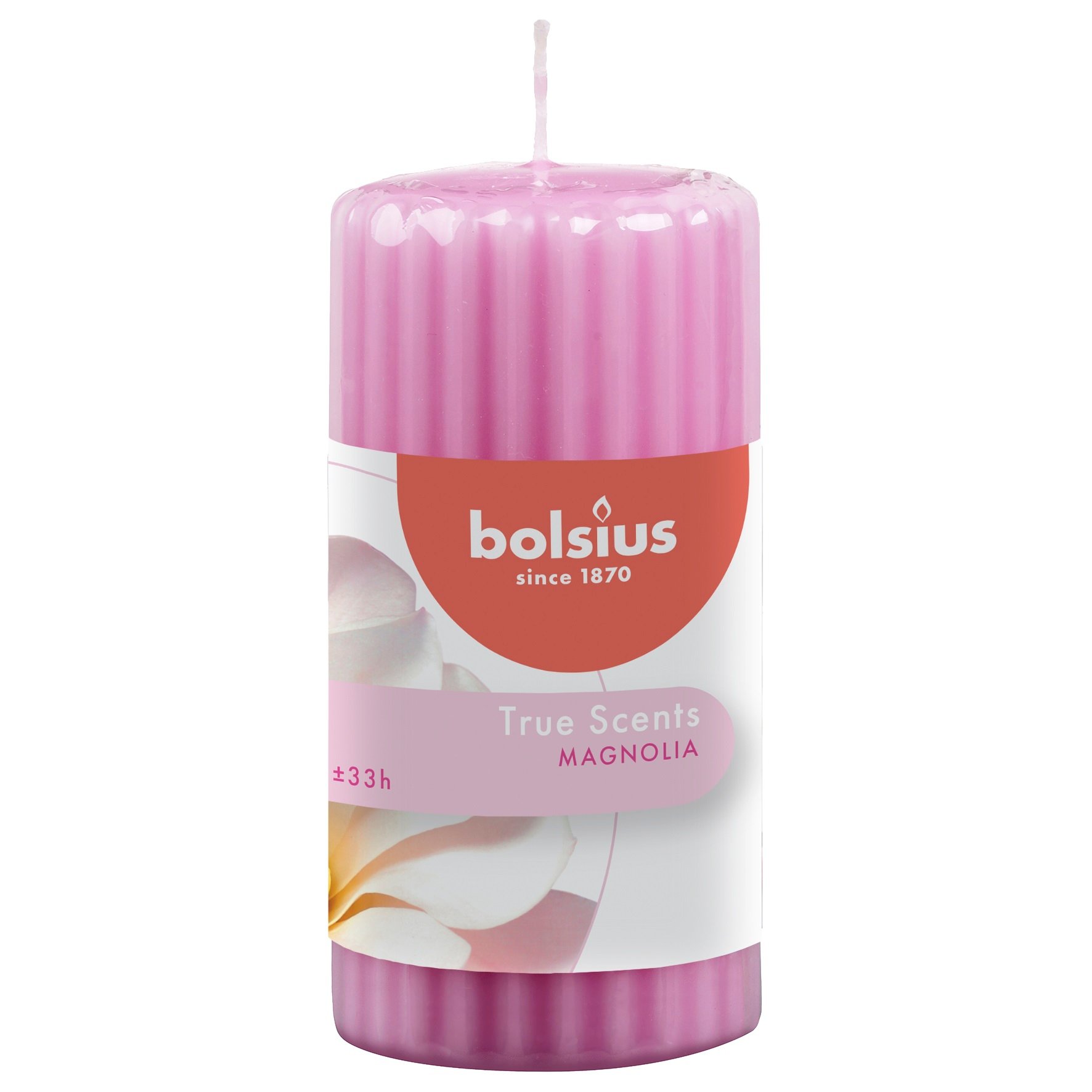 Свеча Bolsius True scents Магнолия столбик, 12х5,8 см, розовый (266704) - фото 1