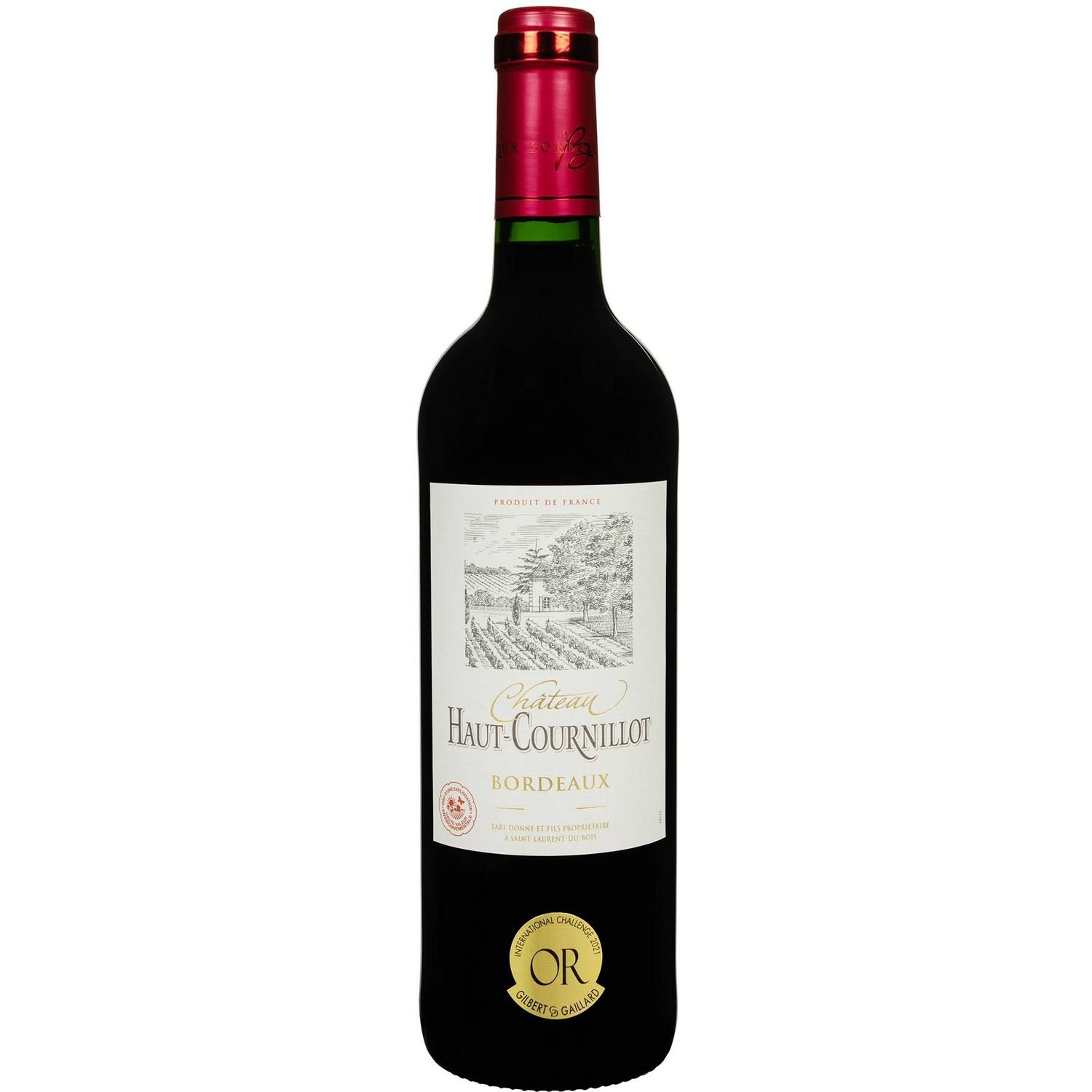 Вино Chateau Haut-Cournillot Bordeaux, красное, сухое, 0,75 л - фото 1
