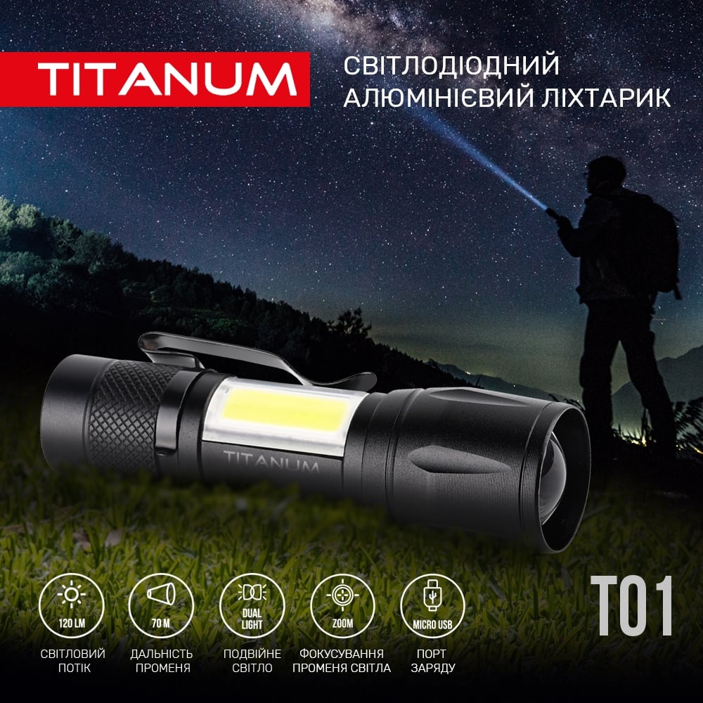 Портативний світлодіодний ліхтарик Titanum TLF-T01 120 Lm 6500 K (TLF-T01) - фото 9