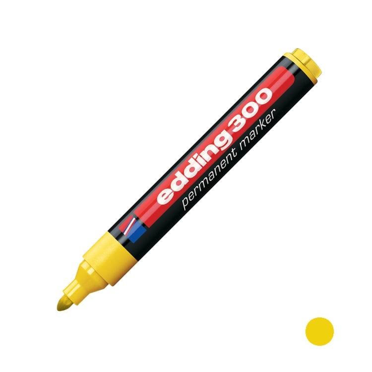 Маркер перманентный Edding Permanent конусообразный 1.5-3 мм желтый (e-300/05) - фото 2