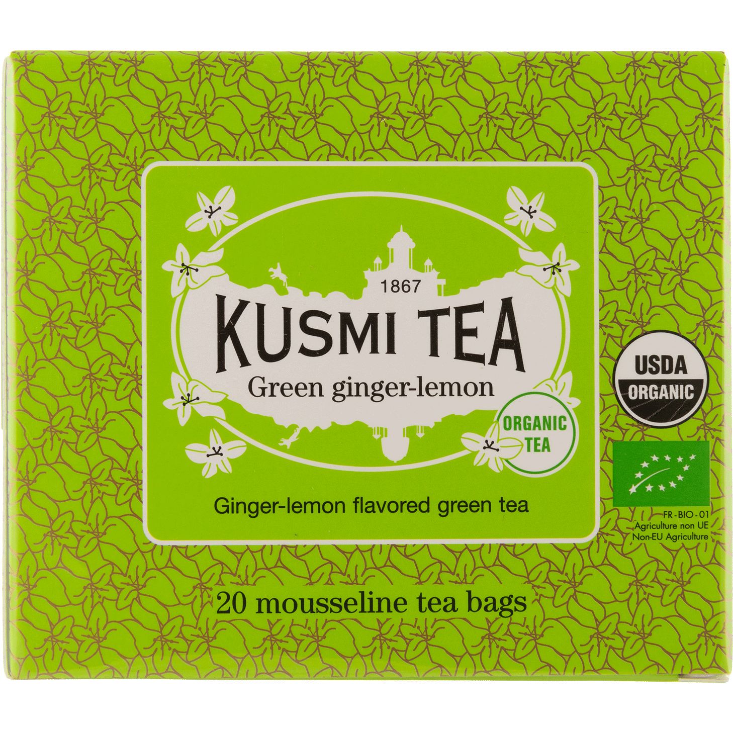 Чай зелений Kusmi Tea Green Ginger-Lemon органічний 40 г (20 шт. х 2 г) - фото 1