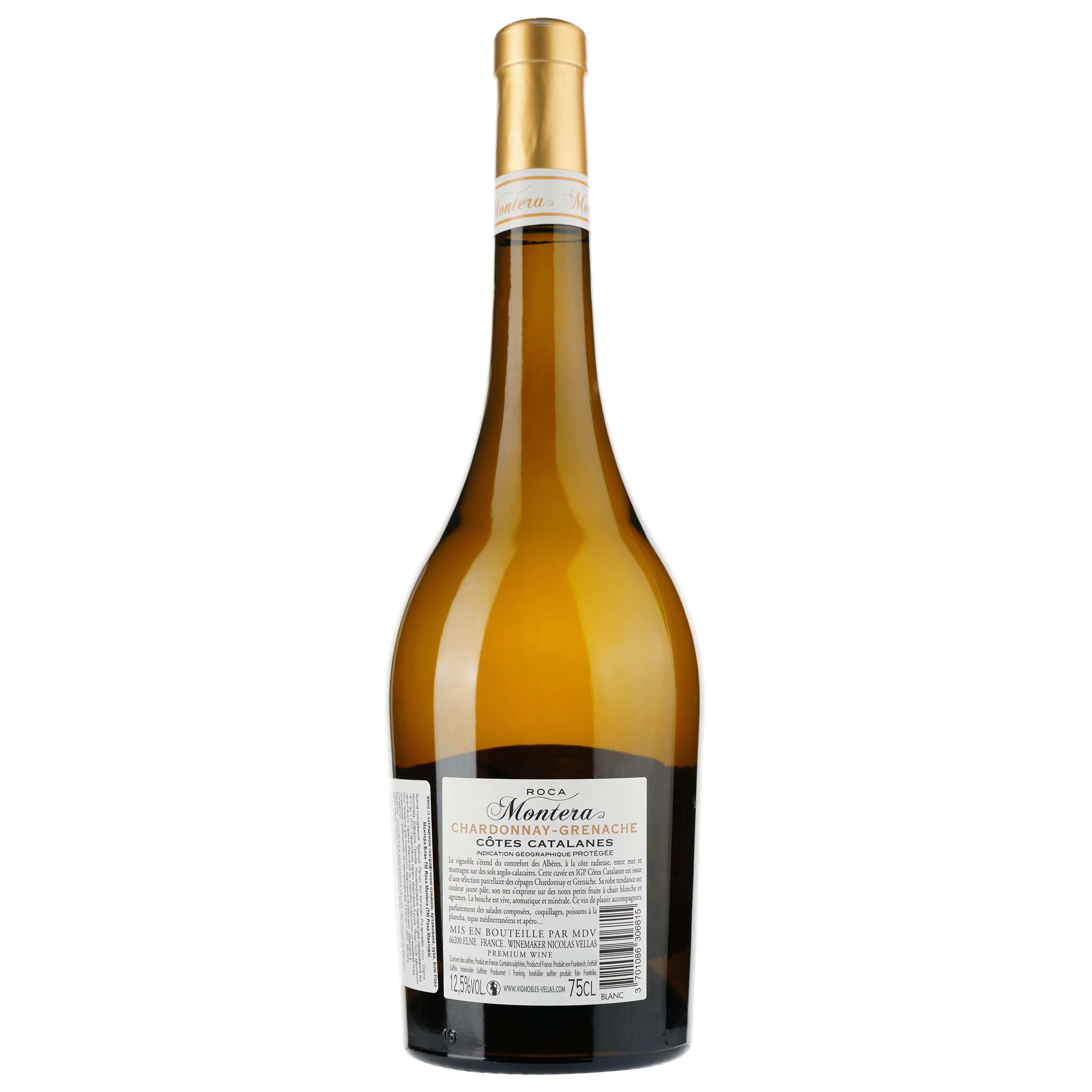 Вино Roca Montera Blanc IGP Cotes Catalanes, белое, сухое, 0.75 л - фото 2