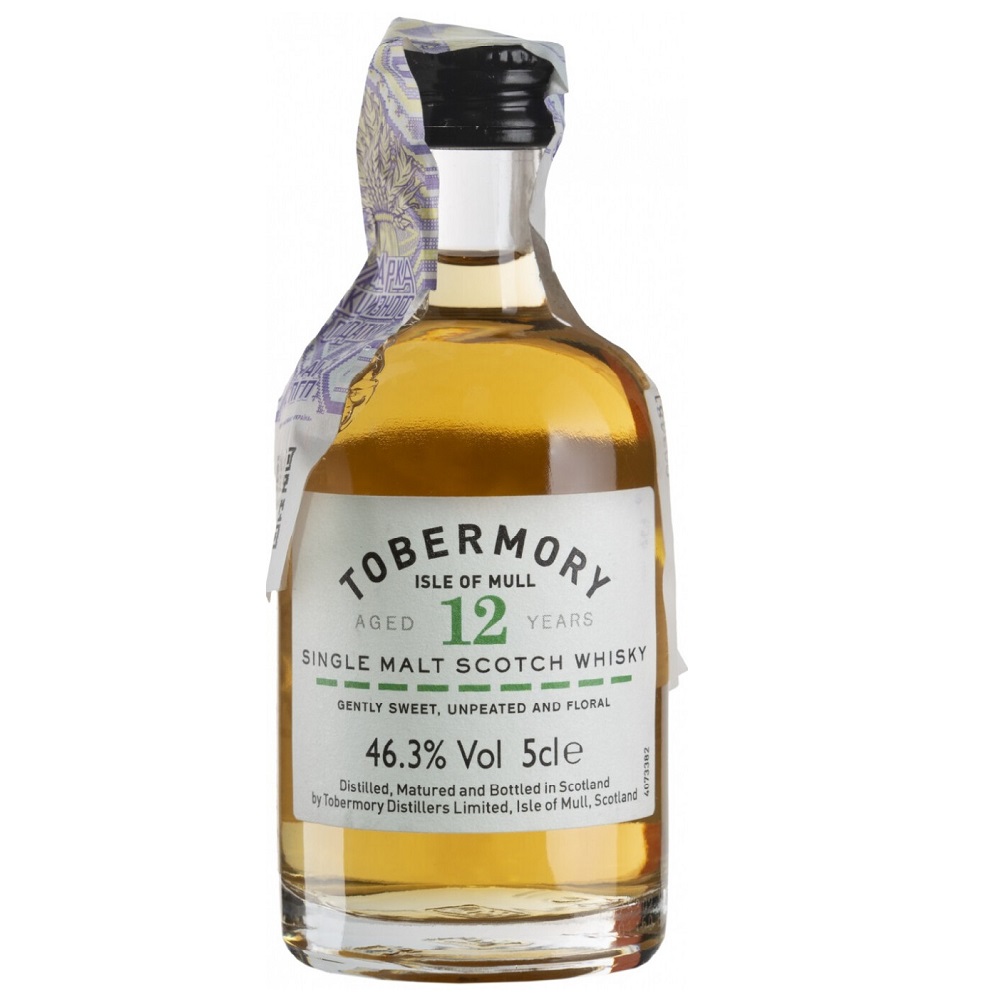 Виски Tobermory Single Malt Scotch Whisky, 12 yo, 46,3%, 0,05 л - фото 1