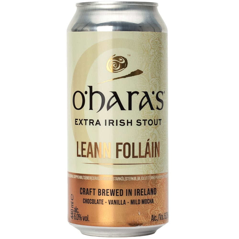Пиво O'Hara's Leann Follain Extra Stout, темное, 6%, ж/б, 0,44 л - фото 1