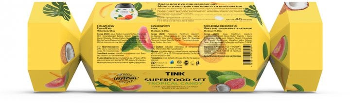 Подарочный набор Tink Superfood Set Tropical Candy: гель для душа, 150 мл + увлажняющий крем для рук, 45 мл + бальзам для губ, 15 мл - фото 3