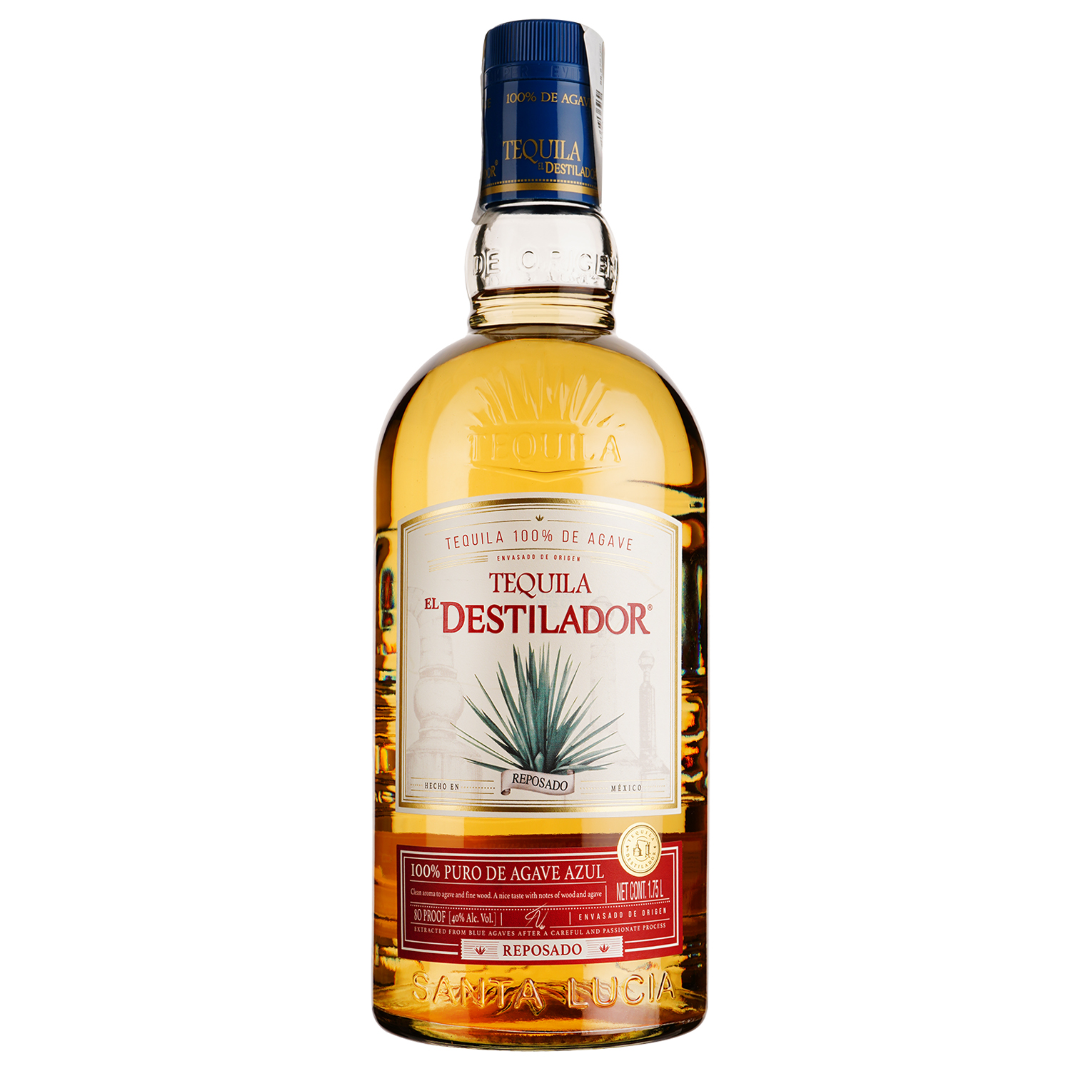 Текила Destileria Santa Lucia El Destilador Reposado 100% Agave, 40%, 1,75 л - фото 1