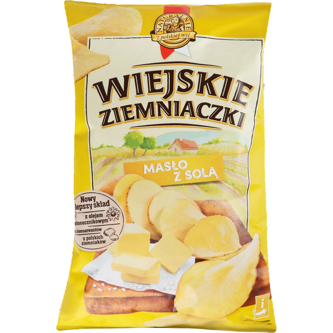 Чипсы Wiejskie Ziemniaczki со вкусом сливочного масла с солью 130 г - фото 1