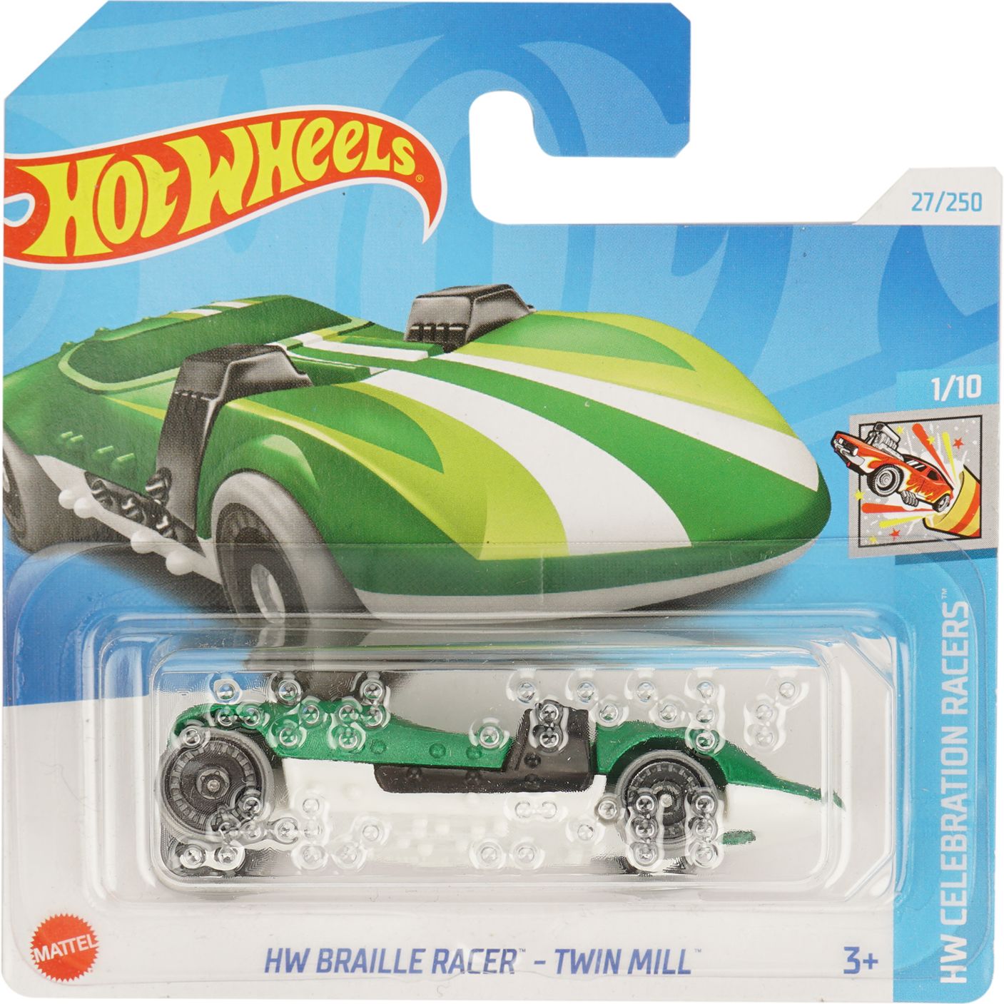 Базова машинка Hot Wheels HW Selebration Racers HW Braille Racer - Twin Mill зелена (5785) - фото 1