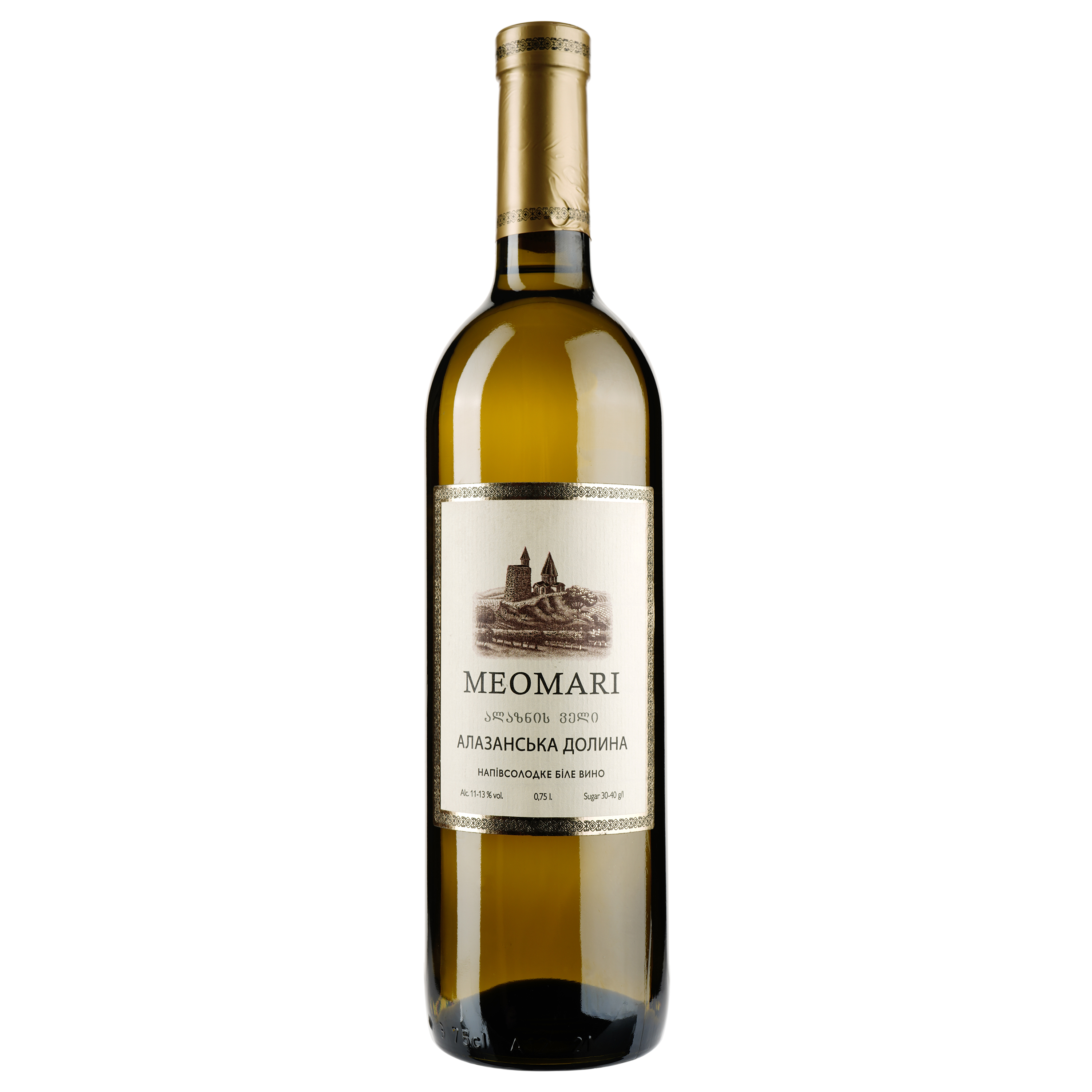 Вино Meomari Алазанська долина, біле, напівсолодке, 12%, 0,75 л - фото 1