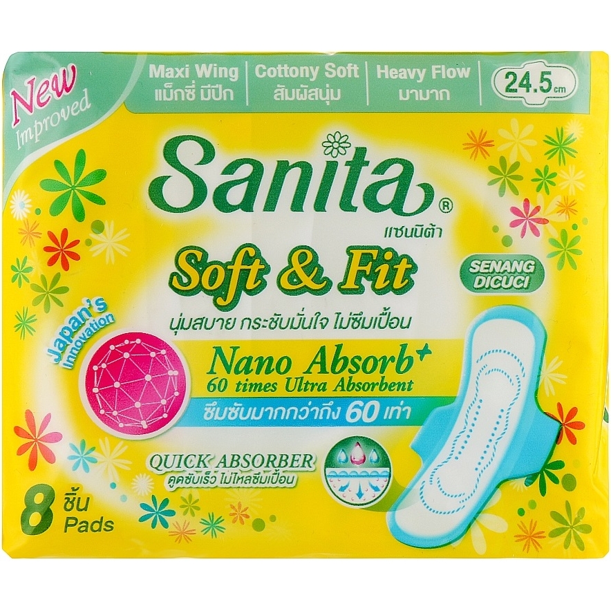 Гигиенические прокладки Sanita Soft & Fit Maxi Wing 24.5 см 8 шт. - фото 1