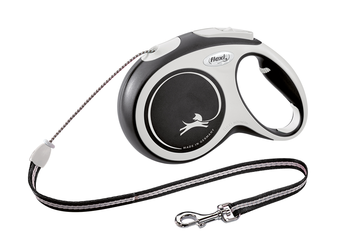 Повідець-рулетка Flexi New Comfort M, для собак до 20 кг, трос 8 м, чорний (CF20C8.251.S.20) - фото 1