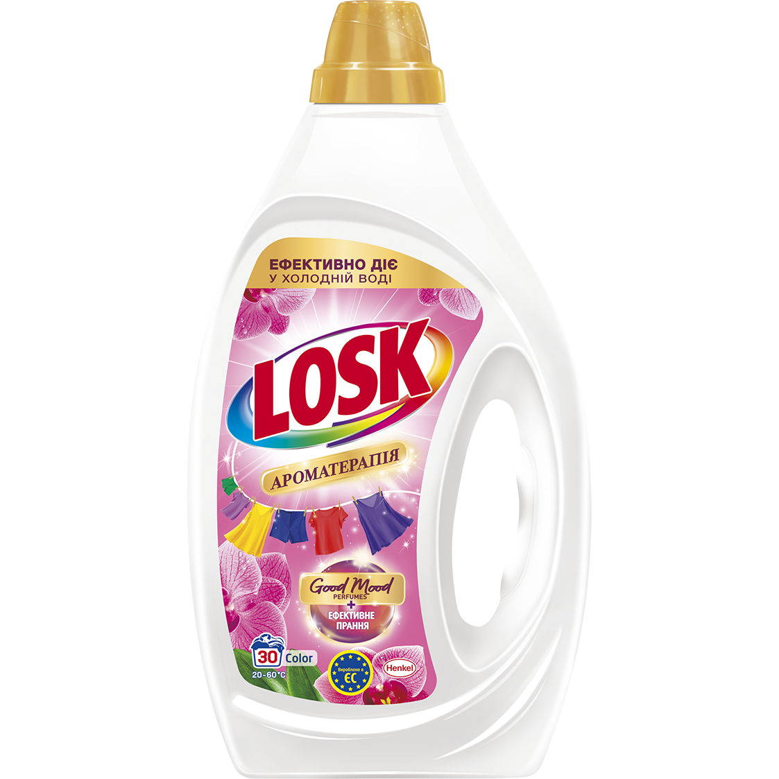 Гель для стирки Losk Колор Ароматерапия Эфирные масла и аромат Малазийского цветка 1.35 л - фото 1