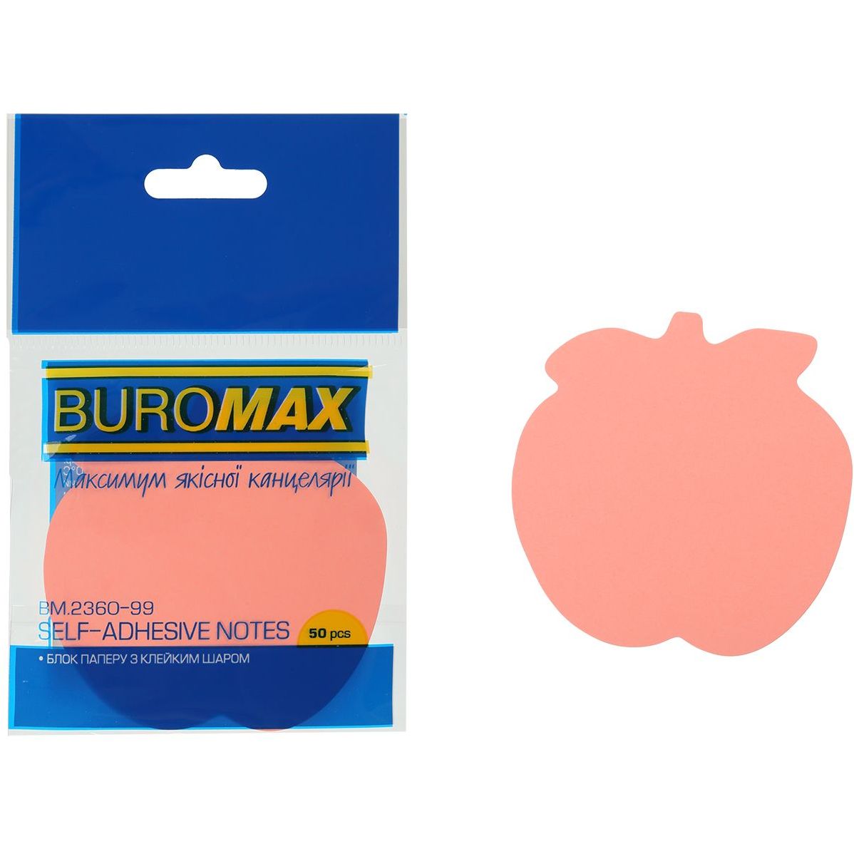 Блок паперу для нотаток Buromax Neon Яблуко з клейким шаром 50 аркушів в асортименті (BM.2360-99) - фото 4